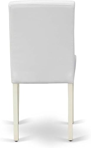Miniatura 8 de East West Furniture ABP2T64 Abbott Classic Parson - Juego de 2 sillas de comedor tapizadas de piel sintética, color blanco lino