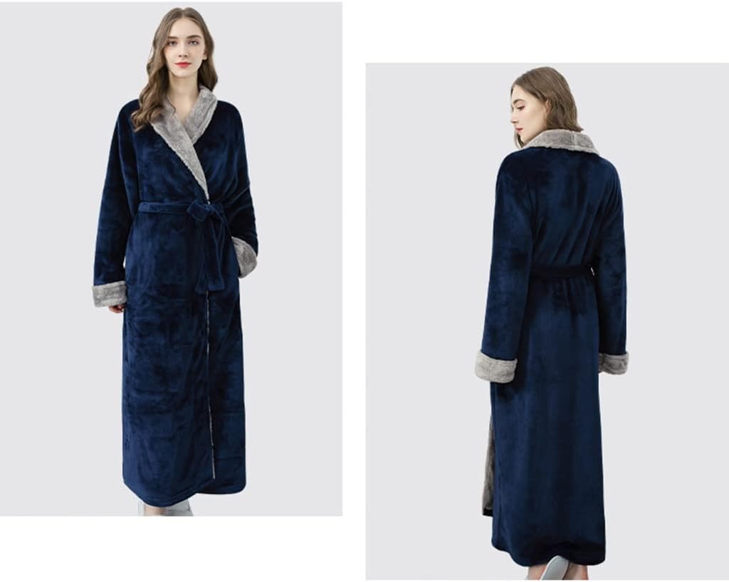 KITCISSL Autumn/Winter Warm Bathrobe for Women and Men, Pajamas Women's Sleepwear Nightgown Loungewear(Blue,Women M)