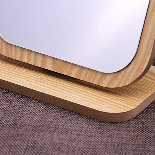 Espejo de mesa rectangular con marco de madera ajustable miniatura 5