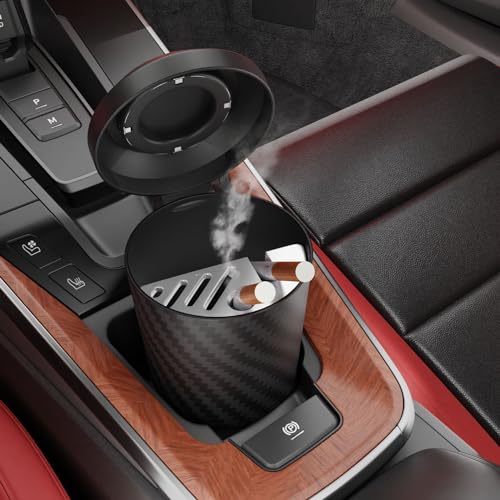 Image of Car Ashtray ,car ashtray with lid smell proof with Built-In Cigarette Recess Anti-Odor ashtray for car smell proof Fits Most Cars /Vent Cup Holders Home Office