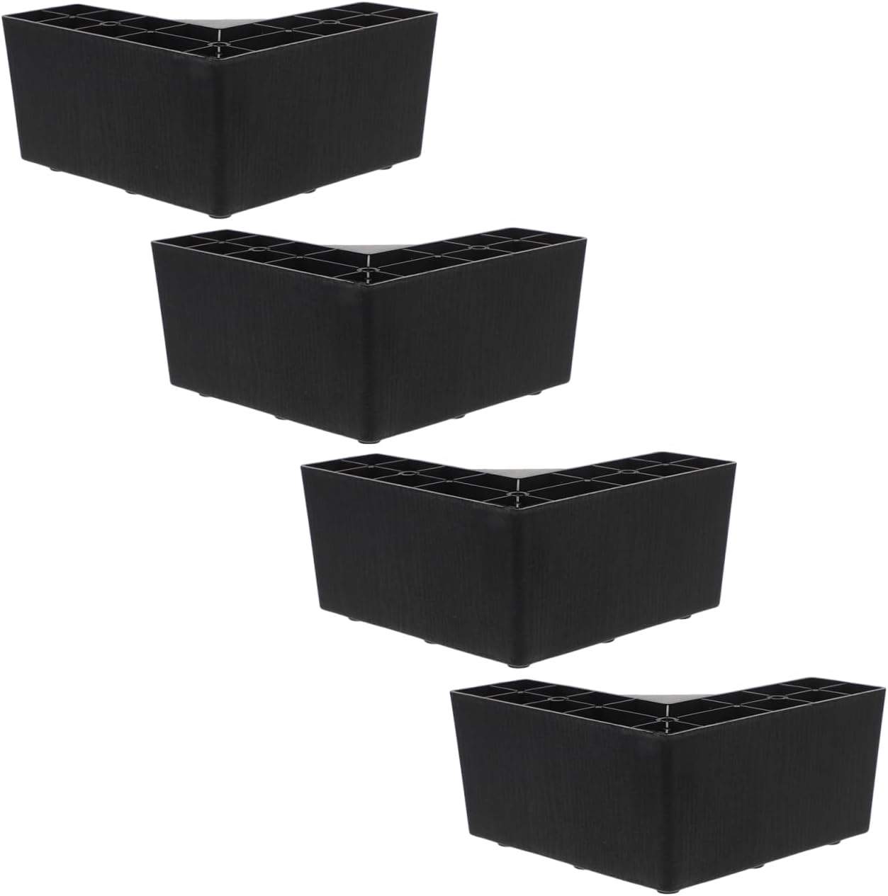 Homoyoyo Black Plastic Sofa Feet Set of 4, 7.5cm Height Bed Risers L-Shaped Plastic Support Feet Riser Legs Easy Install Replacement Legs for Couch, Dresser and Bed, Elevating Design