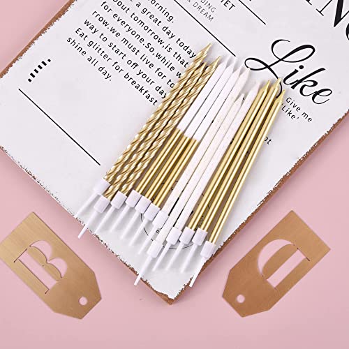 Image of PHD CAKE Gold Metallic Long Thin Birthday Candles, Party Decorations