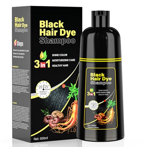 Schwarzes Haarfärbe black hair dye shampoo 3 in 1...