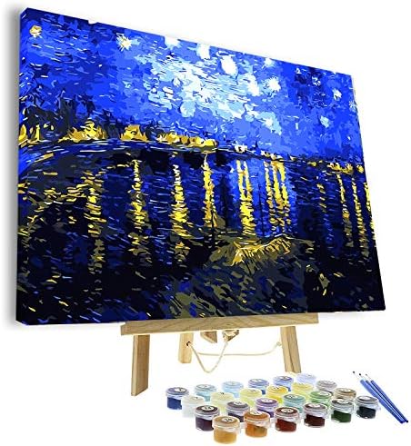 VIGEIYA DIY Paint by Numbers for Adults Include Framed Canvas and Wooden Easel with Brushes and Acrylic Pigment 15.7x19.6inch