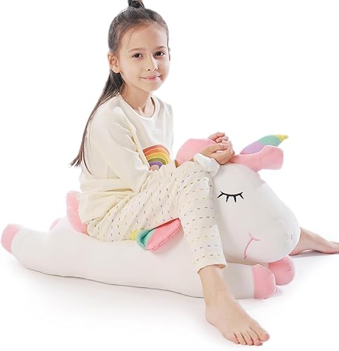 Miniatura 1 de Poutmac Animales de peluche de unicornio, juguete suave de unicornio para bebé, novia, niños y niños (blanco, 28 pulgadas)