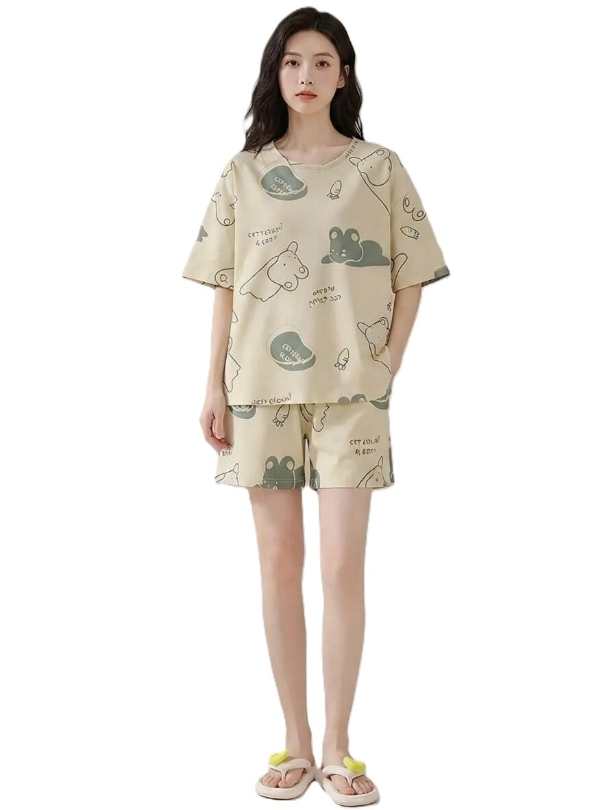 Women Comfortable Casual Set Printed Half Sleeve Top with Shorts for Relaxed Daily Routine-image-27