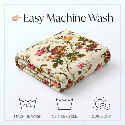 Image of Mafatlal Saanjh144 TC Cotton Bedsheet for Single Bed 90x60 Inch | Soft Airflow Fabric | Printed Bedroom Linen | Durable Smooth Finish | Hand Crafted | Pillowcase Included | Bright Beige