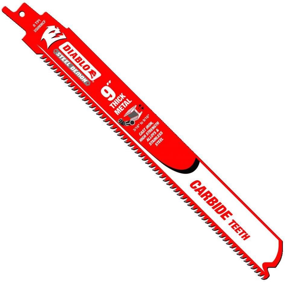 Diablo DS0908CF10 9" 8TPI Steel Demon Carbide Teeth Reciprocating Saw Blades for Thick Metal (10-Pack)