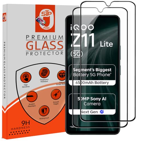Image of STP FEEL Premium HD+ Tempered Glass Screen Protector Guard Compatible For IQOO Z11 Lite 5G (6.74 Inch, Pack of 2) | Edge to Edge Coverage With Easy to installation kit for Smartphone