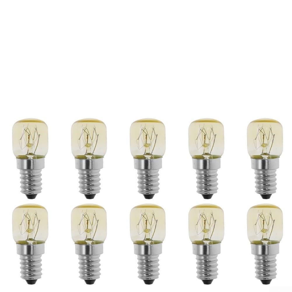 10 Pack E14 Oven Light Bulb 25W SES Pygmy Globe for Fridge, Cooker & Salt Lamp, 2700K Warm White Appliance For Lighting, Glass Construction, High Heat Resistant