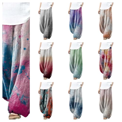 Palazzo Pants Rainbow Lounge Baggy Dress Pants for Women 2024 High Elastic Waist Plus Size Hiking Pants Women3
