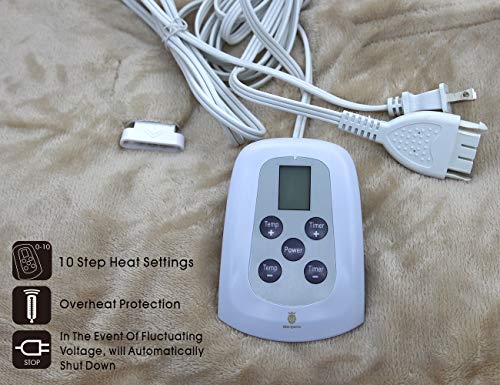 Marquess Electric Blanket Microplush Sherpa And Cozy Flannel Washable Comfortable With 10 Heat Settings, Washable & Reversible (Linen, 62"X 84") #TOP2