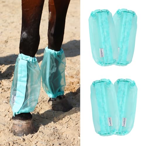 Image of Universal Size Horse Leggings Fine Mesh Greatly Reduce Stomping Breathable Horse Boots Leg Wraps (Set of 4) Summer Mint