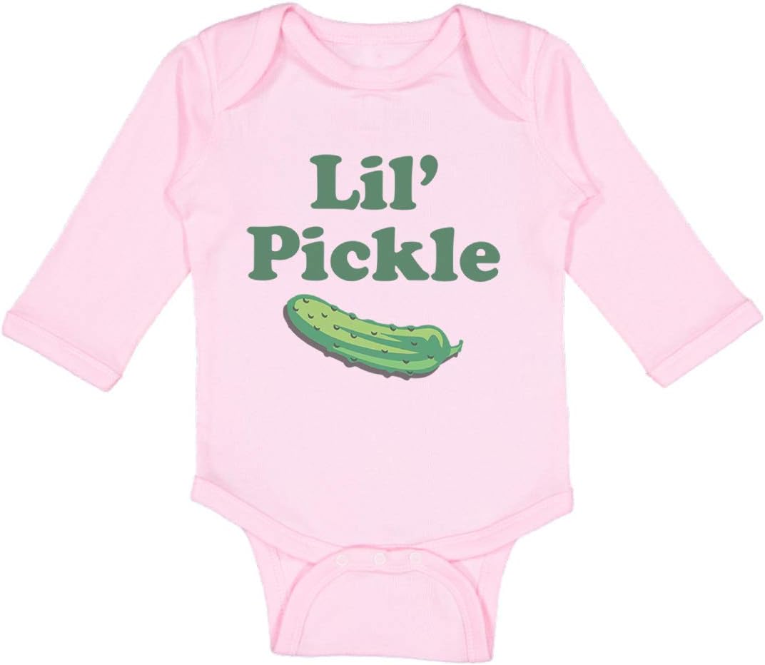 Cute Rascals Baby Long Sleeve Bodysuit Vegetables Lil Pickle Vegetables Boy & Girl Clothes Cotton Baby Clothes Soft Pink 12 Months