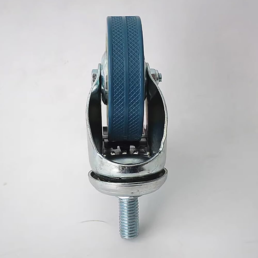 Gwintowany trzpień koła M8/M12, 4 szt. cichych kół widłowych, koła koła 3 cale z hamulcami do półek, wózków, mebli (Swivel, M12 x 25)