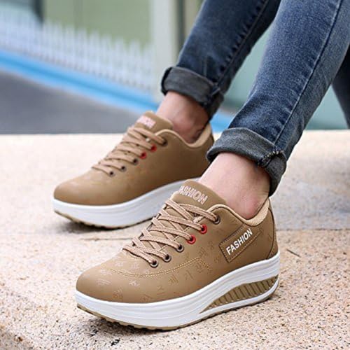 Women's Casual Fashion Breathable Platform Wedge Orthopaedic Sneakers,Leather Rocker Bottom Shoes for Women Slip on Wedge Platform Loafers3