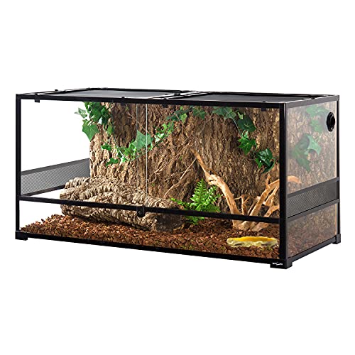 Image of REPTIZOO Large Reptile Terrarium, Tall & 48 INCH Wide Reptile Tank with Sliding Door Top Screen Ventilation & Anti Escape Lid (48 inch W X 24 inch D X 24 inch H (Full Glass & Side Mesh Panel Switchable))