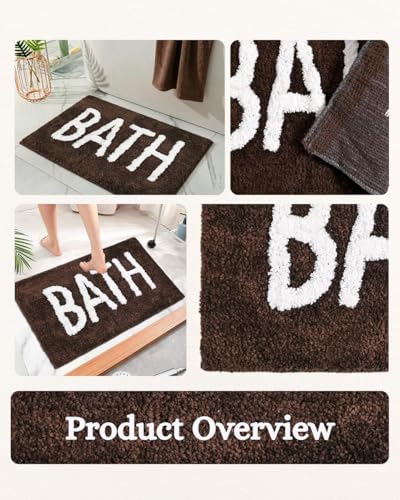 Image of Bathmat 1200 GSM Microfiber Machine Washable and Quick Dry Bathroom Mats for Bathroom /Kitchen /Home /Office /Bathroom /Entrance (38cm x 58cm, Pack of 1) Coffee