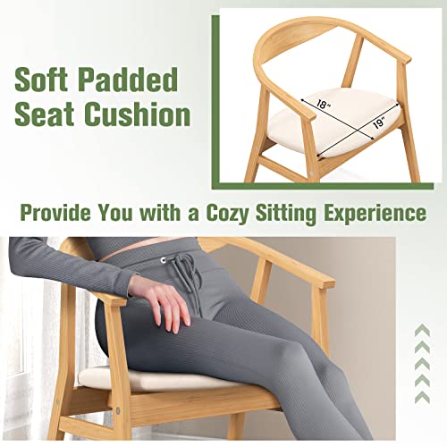 Giantex Bamboo Accent Chair Set Of 2 - Wood Natural Boho Accent Dining Chairs With Armrest And Curved Backrest, Accent Arm Chair For Living Room, Dining Room, Small Space #TOP2