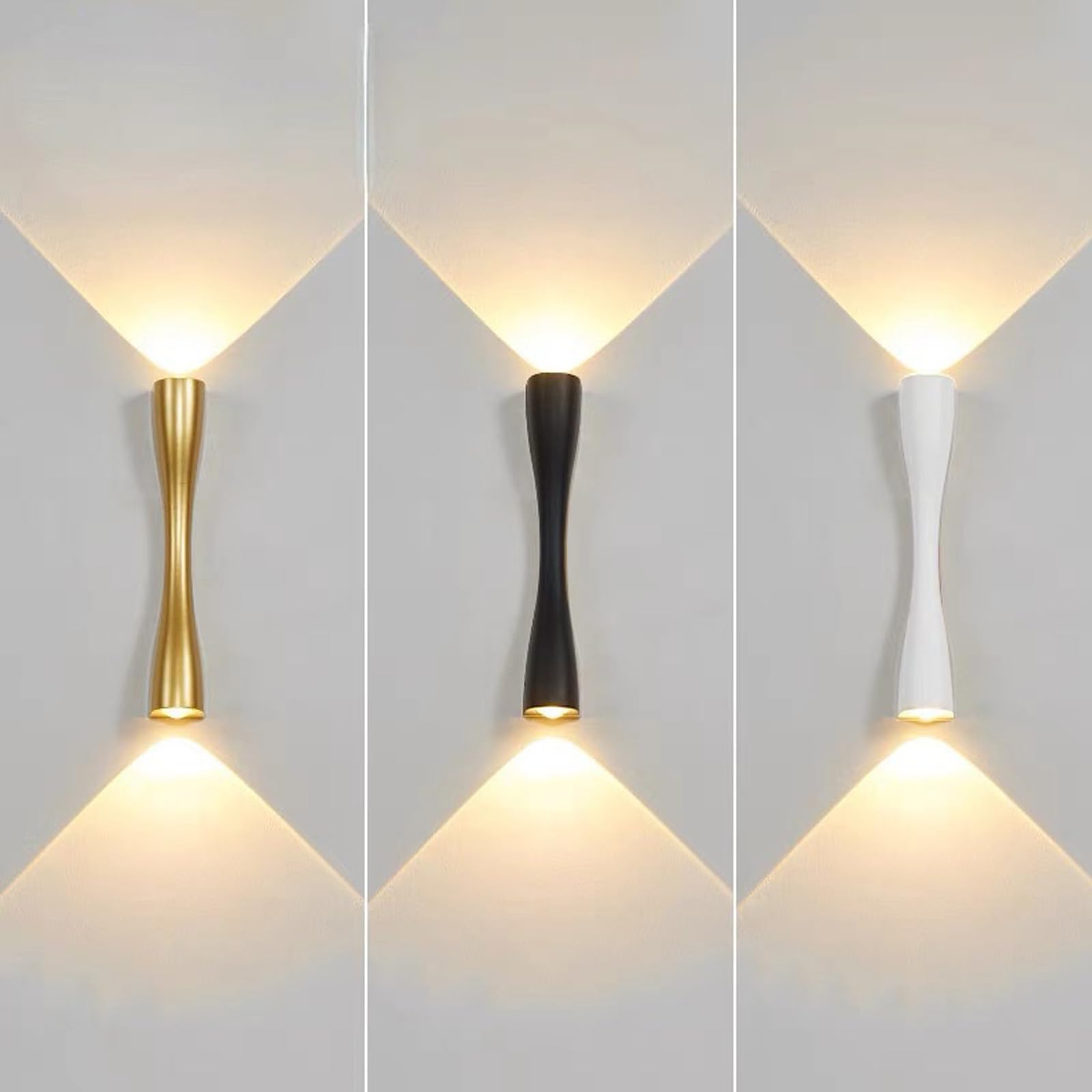 Nowoczesne lampy zewnętrzne LED z strumieniem światła w górę i w dół, wodoszczelne, IP65, metalowe, aluminiowe, do użytku wewnątrz i na zewnątrz, idealne do ogrodu, na balkon, taras i do użytku na