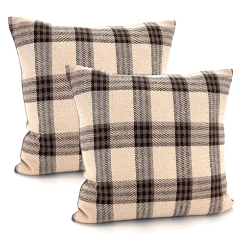 heimtexland ® 2er Set Dekokissen mit Woll-Charakter Tartan kariert Kissen Schotten-Karo Deko Kissenhülle 45x45 cm Doppelpack Typ899 beige-braun heimtexland ® 2er Set Dekokissen mit Woll-Charakter Tartan kariert Kissen Schotten-Karo Deko Kissenhülle 45x45 cm Doppelpack Typ899 beige-braun