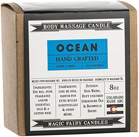Magic Fairy Candles Ocean Body Massage Candle all Natural Hand Crafted (Made in Colorado), 8 oz