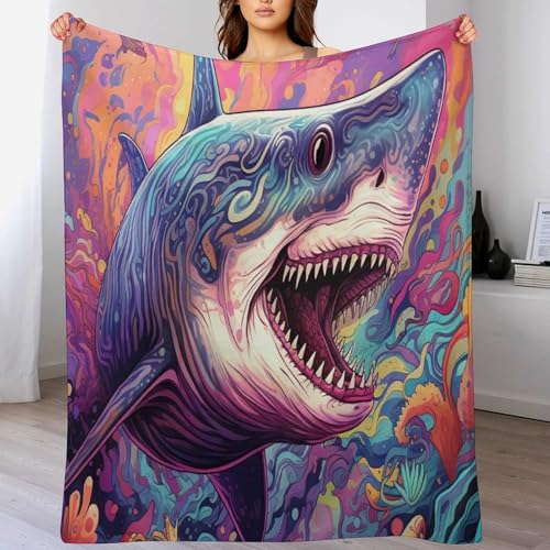 Couverture en lit douce en flanelle de requin avec finitions résistantes