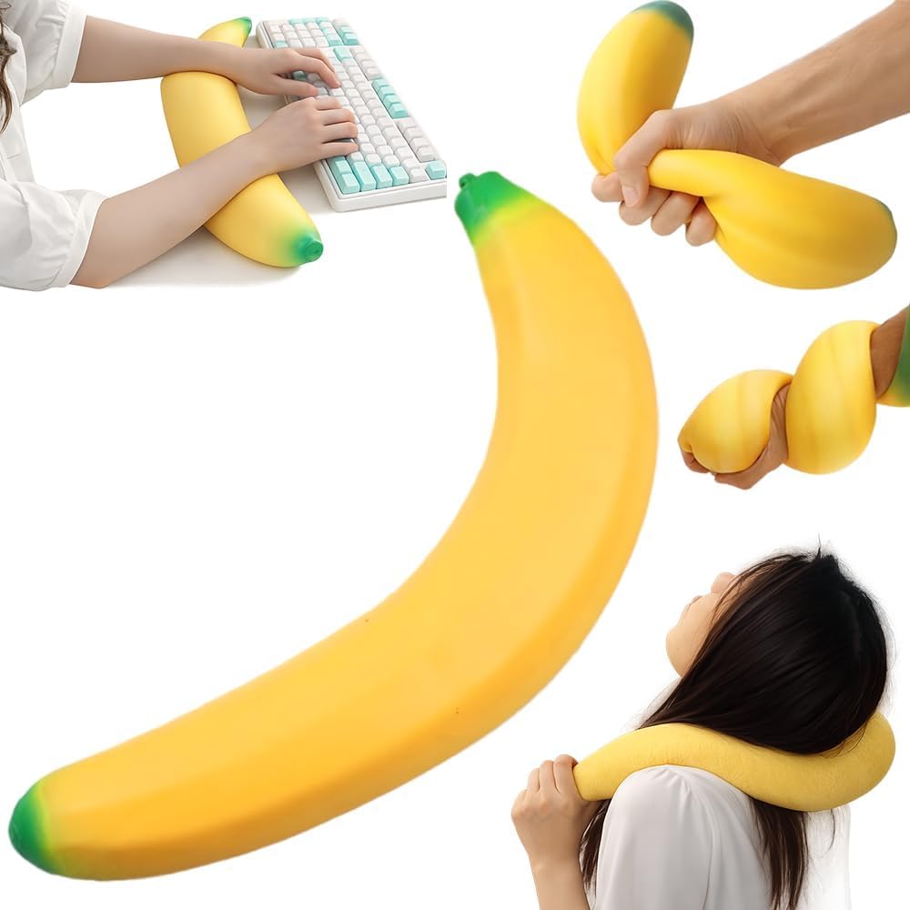 Banana Toy, 2026 New Giant Banana , Jumbo Soft Pu Foam for Stress Relief and Focus for Work 17 Inch Banana Squishys