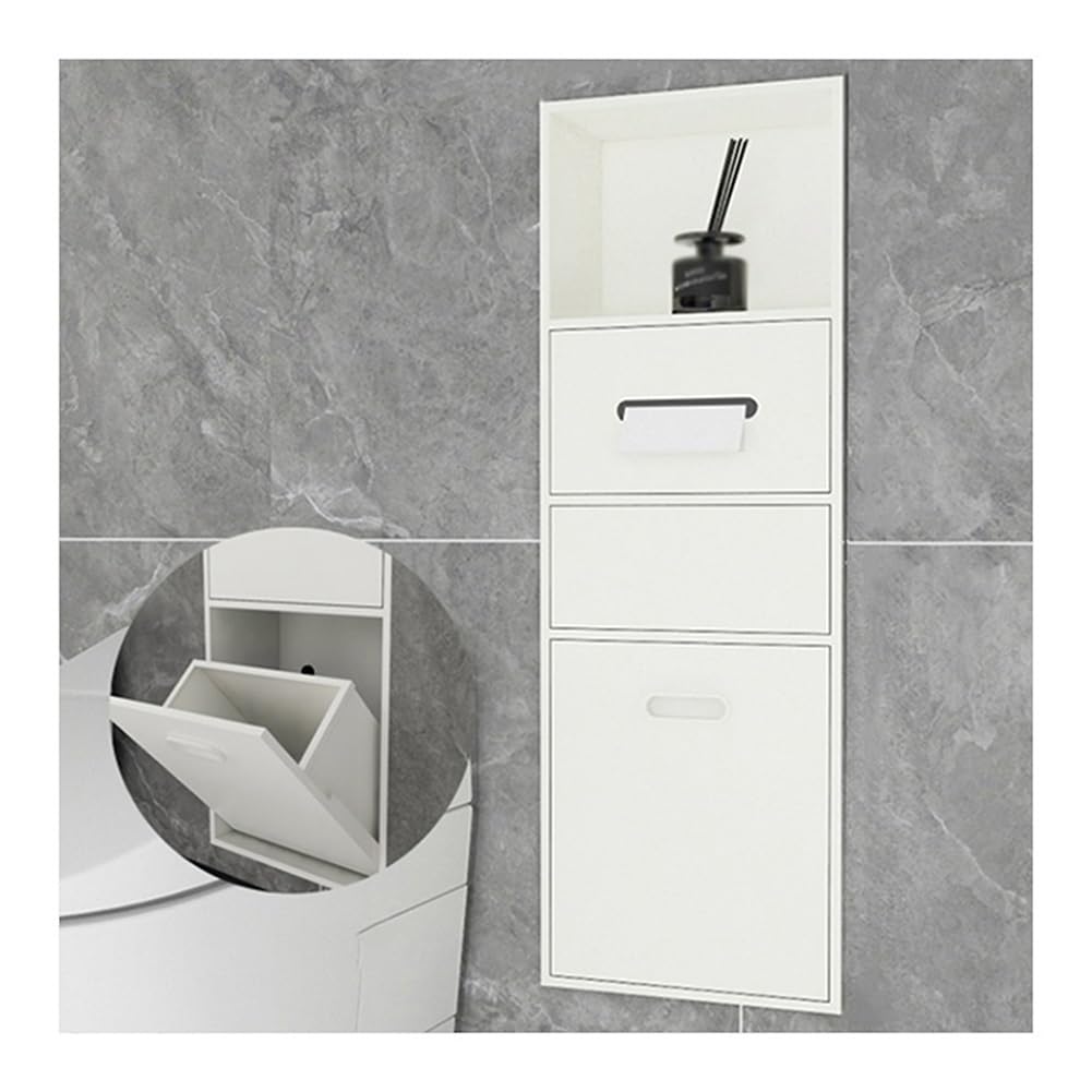 QUSYZD Stainless Steel Flexible Shower Niche Wall Insert for Bathroom Embedded Niche with Garbage Can Holder White,Black-86x30x14cm,White-86x30x14cm