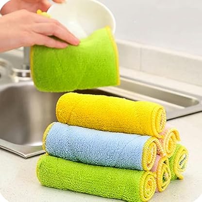 minkissy 5er Set Mikrofasertücher Küchenreinigungstücher Doppelseitige Super Saugfähige Geschirrhandtücher Verschiedenen Farben Ideal Für Geschirrspülen Und Haushalt – Bild 5