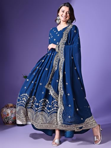 Image of Fashion Basket Faux Georgette Sequins Anarkali Dress for Women