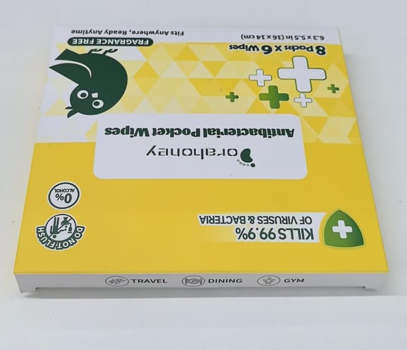 Image of Travel Antibacterial Hand Wipes, 99% Water Hand Sanitizer Wipes, Safe for Sensitive Skin & Hypoallergenic Hand Sanitizing Pocket Wipes, 48 Count (8 Packs of 6)