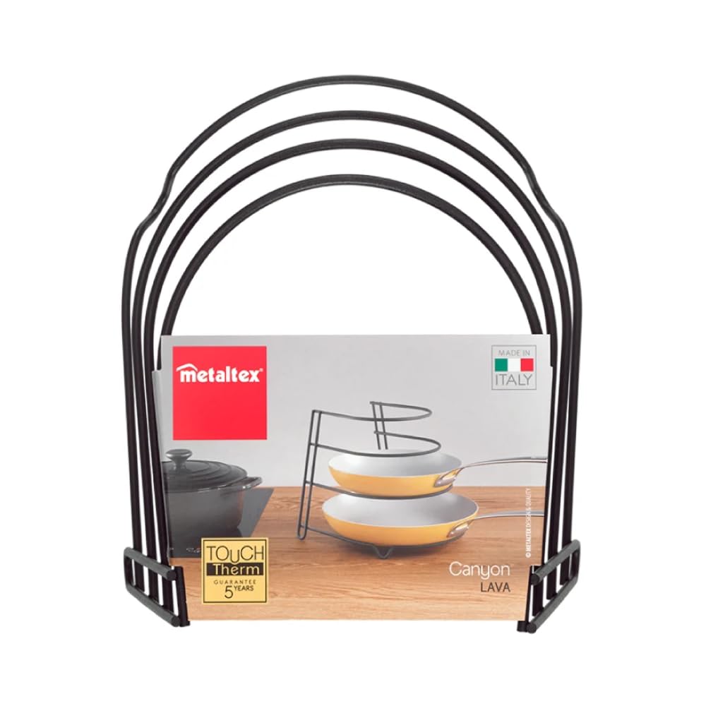 Metaltex Canyon Porta Padelle 4 Posti - Organizzatore Cucina Salvaspazio, Grigio Metallizzato - Foto 7