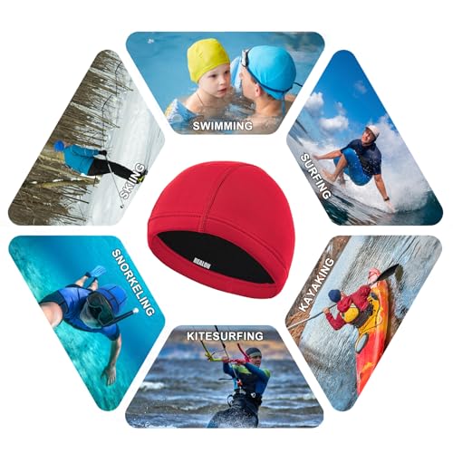 Image of Scuba Diving Wetsuit Hood Men Women 3mm Neoprene Cap for Adult Surf | Headband Swim Beanie Locks Head Heat, Thick Thermal Long Hair Protection for Surfing Snorkel Kayak Coastal Beach Family Trips