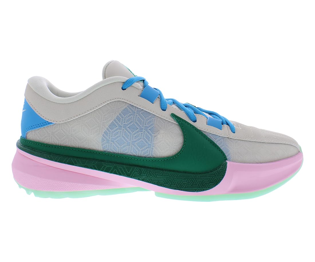 Giannis Freak 5 Men's Basketball Shoes (DX4985-100, Light Orewood Brown/Medium Soft Pink/Blue Lightning/Emerald Rise)