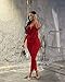 Doweha Women's Sexy Summer 2 Piece Outfits Sleeveless Backless Deep V Neck Halter Tank Tops And High Waisted Pants Rave Outfit Matching Sets Jumpsuit Red M