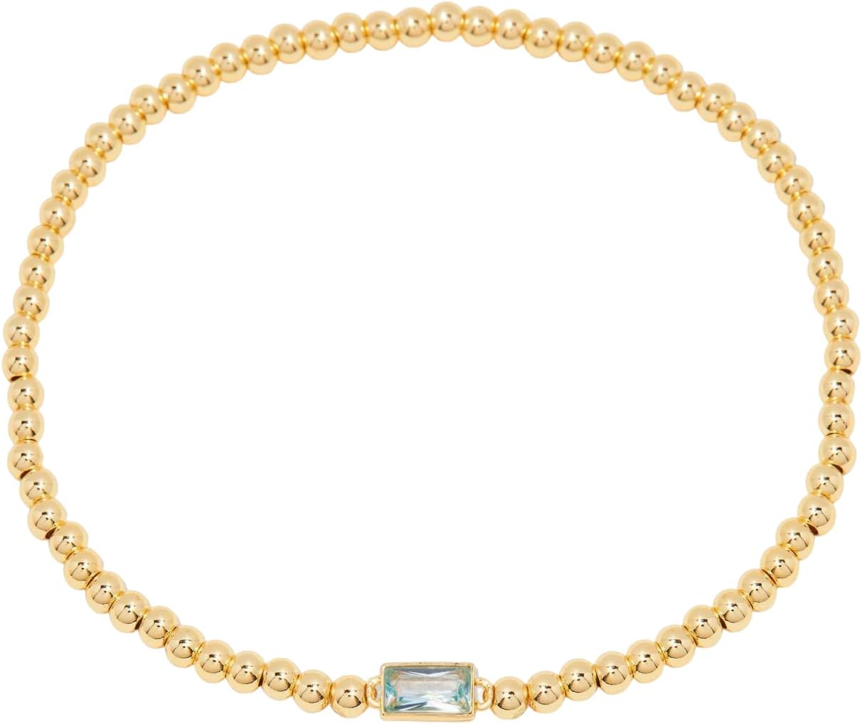 Dainty Birthstone Bracelet for Women Imitation Crystal Bead Elastic Bracelets Trendy Friendship Birthday Jewelry Christmas Stuff for Women