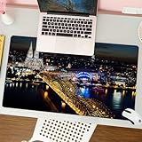 MESHIZIY Mauspad (400 × 800 MM) Verlängertes großes Mauspad Schreibtischauflage, rutschfeste Gummibasis, Gaming-Mauspad XLKöln Deutschland Städtische Nachtszene Schwarzer Dom Hohenzollernbrücke Rhe