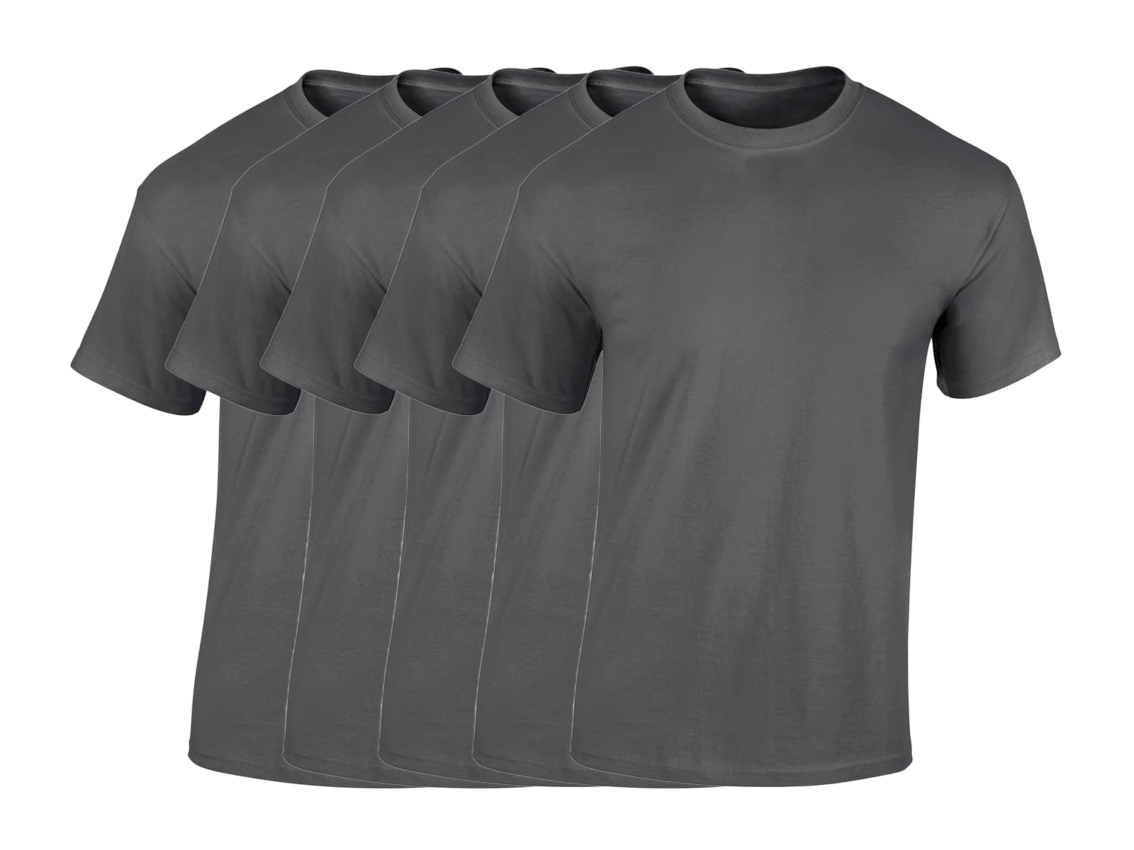 COOZO Mens Heavy Cotton Pack of 5 T-Shirts - Dark Heather - L