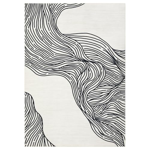 GarveeHome Large Area Rug 9x12 Rugs for Living Room Washable Rug Non Slip Modern Abstract Rug Low Pile Foldable Thin Rug Soft Indoor Non-Shedding Carpet for Bedroom Nursery Home Office Cream