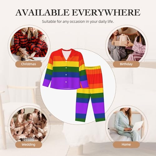 Ensemble pyjama imprimé drapeau arc-en-ciel coloré et confortable - 7