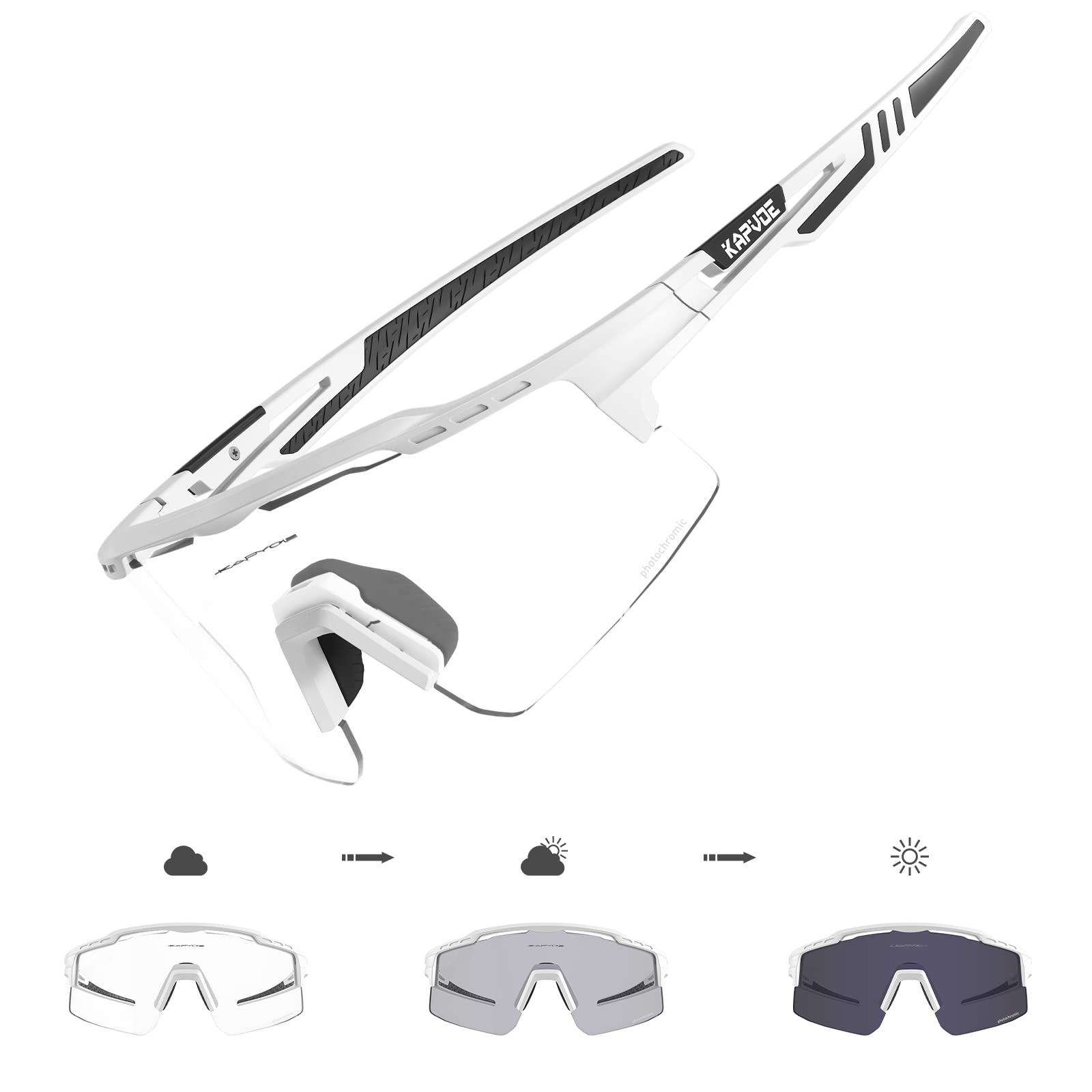 KAPVOE Fotocromáticas Gafas de Ciclismo Protección UV400 Transparente Gafas de Sol Deportivas Mujeres Hombres