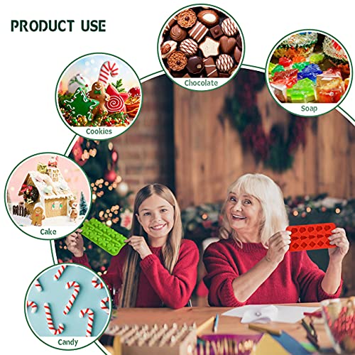 Christmas Silicone Chocolate And Candy Molds, 6 Pack Reusable And Non-Stick Small Candies Baking Molds - (Xmas Themed Red/Green) #TOP4