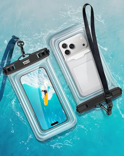 YOSH Flottante Pochette Étanche Smartphone [Spécial pour Grand Phones] [Lot de 2], IPX8 Pochette Téléphone Étanche, Coque Waterproof pour iPhone 17 16 15...