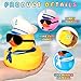 RoundFunny 10 Pcs 5 Inch Large Rubber Ducks with Sunglasses Cruise Rubber Duck Bulk Vibrant Colors Jumbo Squeaky Bath Toy for Summer Baby Shower Birthday Gift Swimming Pool