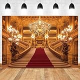 7x5ft Red Carpet Palace Backdrop Royal Luxurious Palace Stairs Backdrop for Photography Wedding Birthday Prom Party Photo Background