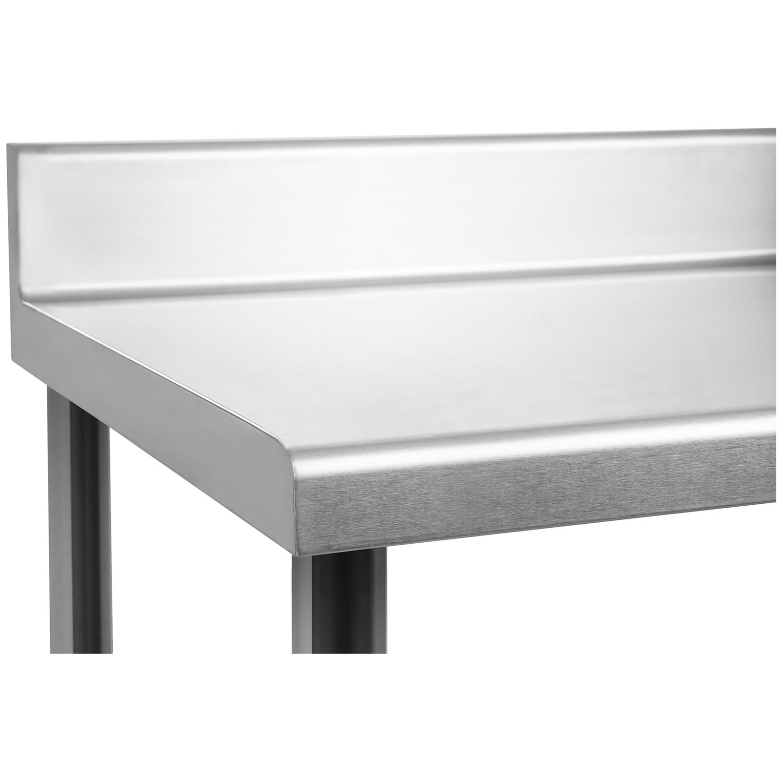 Royal Catering Table De Travail Adossée Cuisine Professionnel Préparation Confection Boucher Avec Tablette RCAT-120/60-N (120x60cm, Capacité 250 kg, Plan 150 kg + Étagère 100 kg, Dosseret 11 cm, Inox)