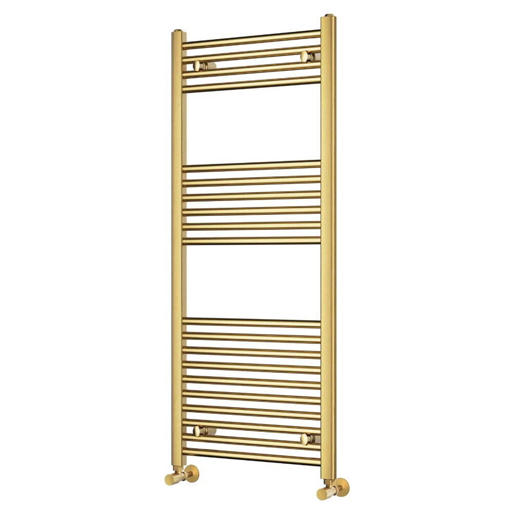 THE RADIATOR HUB Heated Towel Rail, Mild Steel, 1200mm x 500mm, Wall Mounted, Brushed Brass