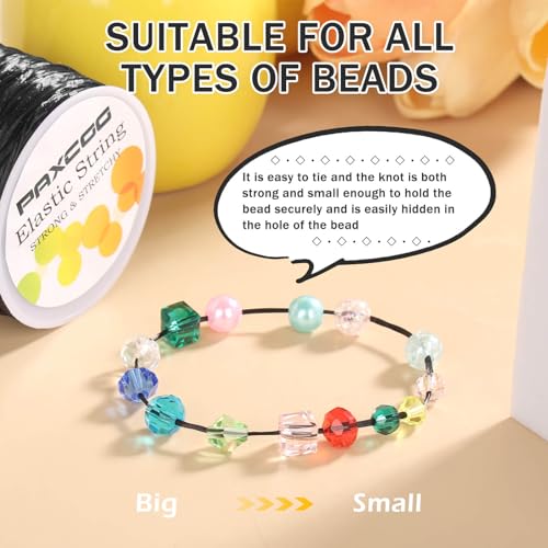 Image of PAXCOO 1.4 MM Elastic String for Bracelets, Stretch Magic Elastic String Bead Cord Jewelry Thread for Friendship Bracelet, Necklaces, Clay Beads, Pony Beads (Black)