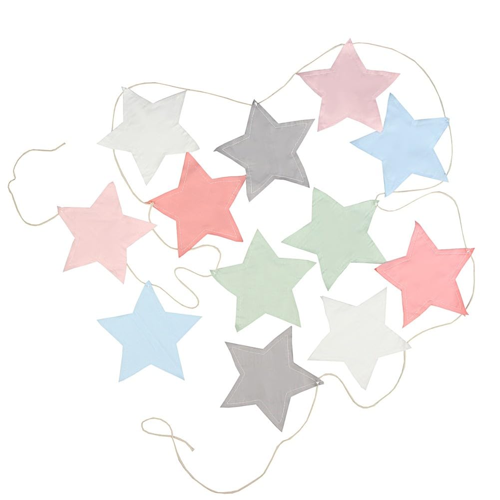 KiraKira Wimpelkette aus Baumwolle, 300 cm, handgefertigt, Stoffflaggen, Geburtstag, Prinzessin, Party, Hochzeit, Dekoration, wiederverwendbar, waschbar